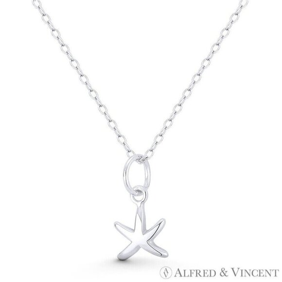 Starfish Ocean Sealife Charm Pendant in .925 Sterling Silver - Picture 1 of 1